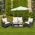 thumbnail image 1 of Costway 4PCS Patio Rattan Furniture Set Cushioned Sofa Storage Table Off White, 1 of 10