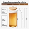thumbnail image 2 of Set De 6 Vasos Lata Vidrio 16oz Con Tapas Bambú Popote, 2 of 4