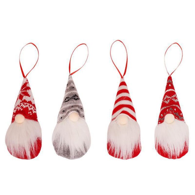 4 Uds. Colgantes de bong para hombre viejo de bosque tejido de Navidad, decoraciones para pies pequeños para árbol de Navidad de vacaciones grandes