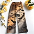 thumbnail image 5 of Fabrcox Women's Pajama Bottoms Flannel Halloween Funny Pumpkin Ghost Women Sleep Pants Spider Web Spooky Fall Winter Warm Comfy Fluffy Wide Leg Women’s Lounge Pants White XL, 5 of 6