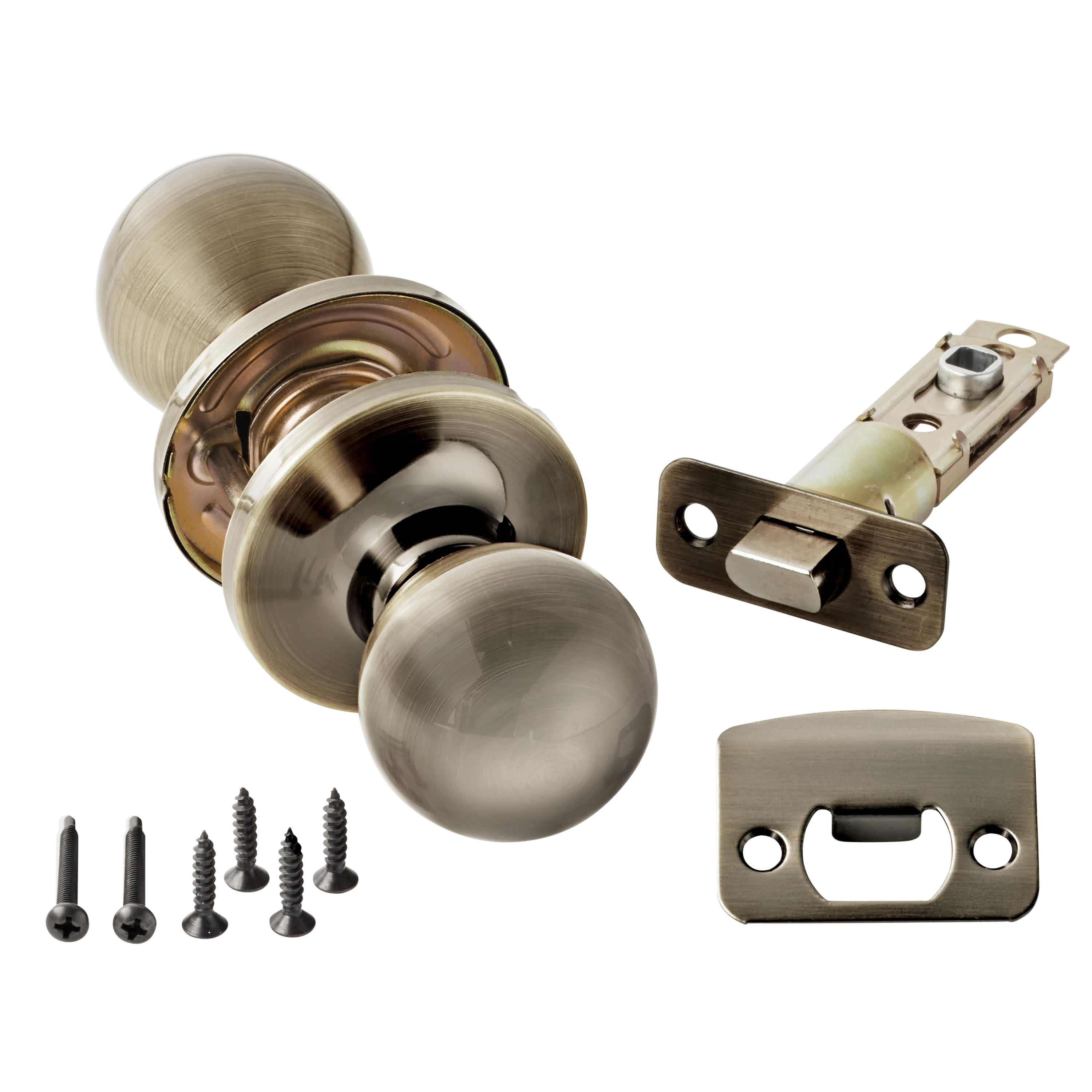 Hyper Tough Interior Non-Locking Ball Passage Hall & Closet Doorknob Antique Brass Finish