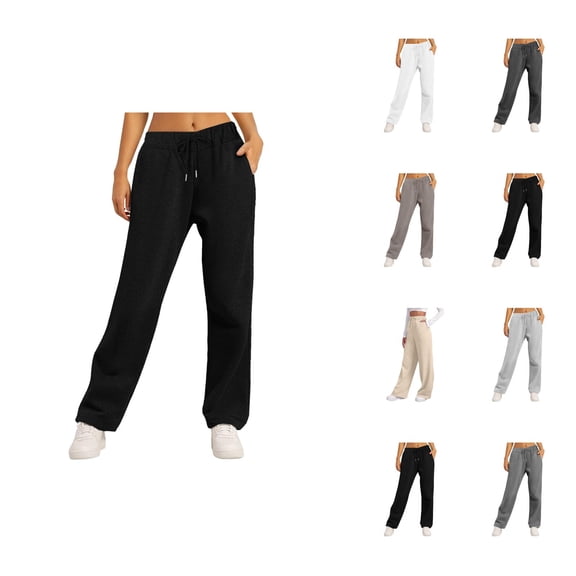 Women Sweatpants 2026 Fall Winter Fashion Drawstring Elastic High Waist Wide Leg Loose Casual Yoga Pants with Pockets
