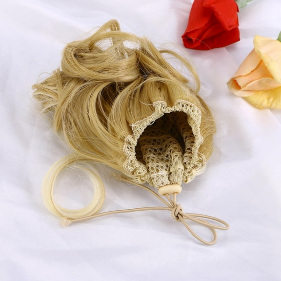 FELTECHELECTR 1Pack Human Ponytail Extension Curly Wavy With Drawstring Attachment For Women