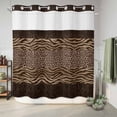 thumbnail image 6 of No Hook Shower Curtain, Leopard Zebra Print Shower Curtains for Bathroom with See Through Top Window, Vintage Animal Skin Striped Brown Waterproof & Washable Bath Curtain Long 72"x78", 6 of 9