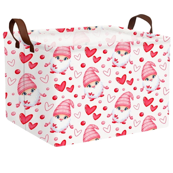 ASKETAM Large Valentine's Day Gift Basket Empty Storage Organizer Kid Room Décor (Dwarf Elves Love Red)