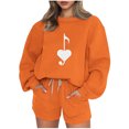 thumbnail image 1 of Puntoco Conjunto De Sudadera Con Pantalón Y top De Cuello Redondo De Manga Larga Informal Estampado Para Mujer Naranja M, 1 of 3