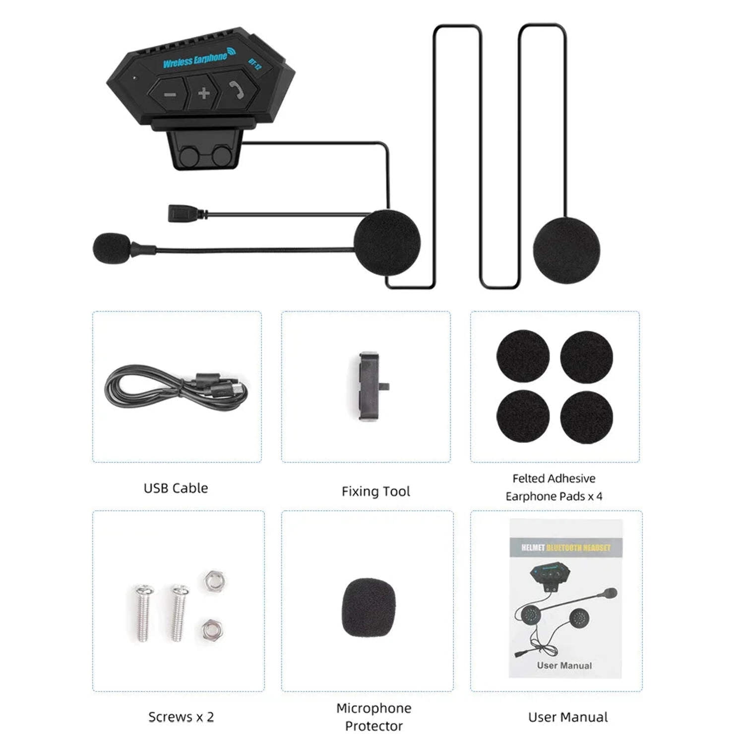 Motorcycle Helmet Bluetooth Headset Wireless Hands-Free Speaker Headphone