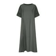 thumbnail image 5 of Kmdttou Women's Short Sleeve Loose Plain Dresses Women's Loose Casual Solid Color Short Sleeved Reversible Linen Dress, 5 of 7