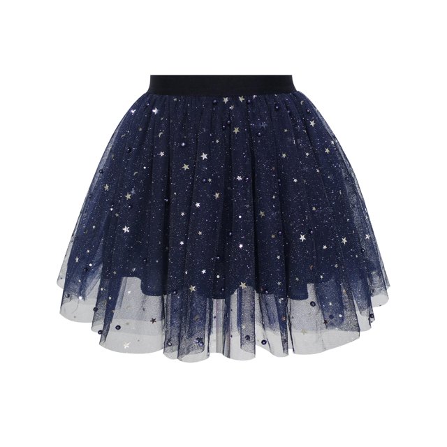 Girls Skirt Navy Blue Pearl Stars Sparkling Tutu Dancing 6 Years