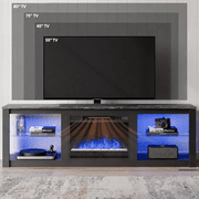 Bestier Fireplace TV Stand for 75 inch TVs,TV Stand with Fireplace & 23 inch Electric Fireplace, Modern Entertainment Center with Fireplace for Living Room or Bedroom, RGB Lighting, Black