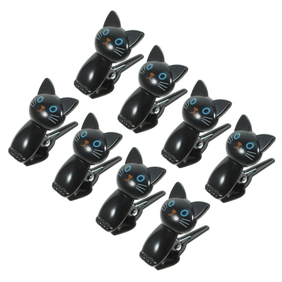 BESTOYARD 8Pcs Cat Chip Bag Clips Black Plastic Food Preservation Kitchen Organization
