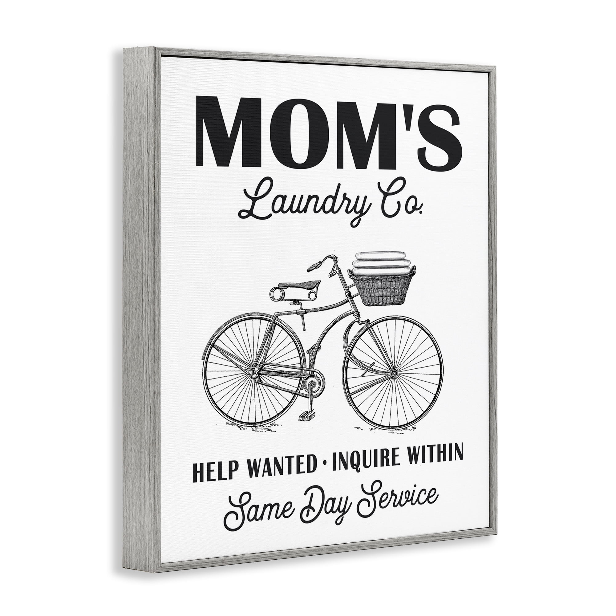 Stupell Industries Mom's Laundry Co Typography Painting Gray Framed Art Print Wall Art, 24 x 30