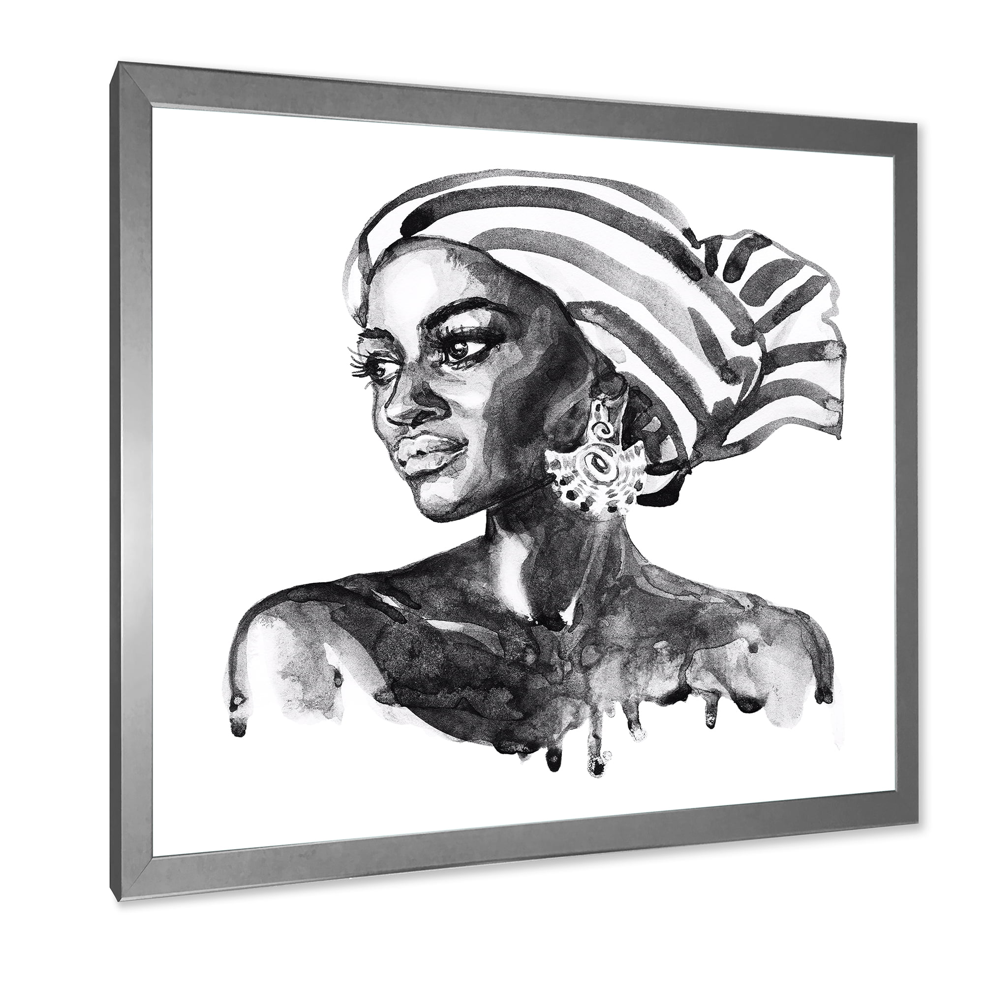 Designart 'Portrait of Afro American Woman XII' Modern Framed Art Print