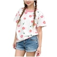 thumbnail image 2 of Asxite Toddler Girls Tshirt Floral Print Short Sleeve Crew Neck Casual Breathable Summer Tops 1-12Y, 2 of 6