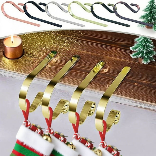 Ganchos Metálicos Multiusos para Calcetines Navideños | Ganchos para Chimenea y Pared | Juego de 2 Perchas Metálicas Resistentes para Decoración y Organización Navideña