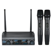 Baomic D-332 Professional Dual Channel UHF Digital Wireless Handheld Microphone System 2 Microphones & 1 Receiver 6.35mm Audio Cable for Karaoke Family Party Performance Presentation Public