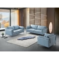 Sofa, Couch , Sofas Couches with Light Blue Top Grain Leather and Black