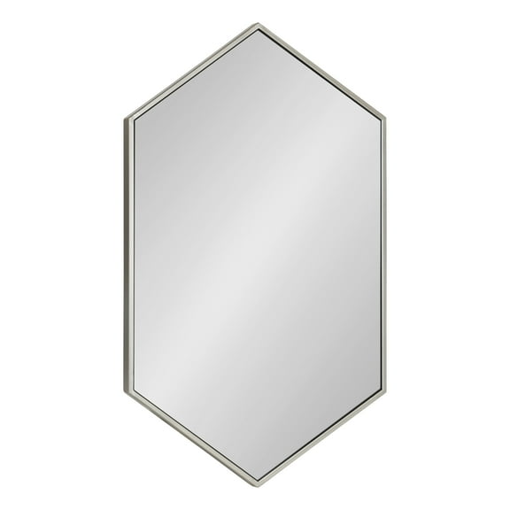 Kate and Laurel McNeer Modern Wall Mirror, 31 x 22, Silver, Geometric Hexagon Mirror for Wall