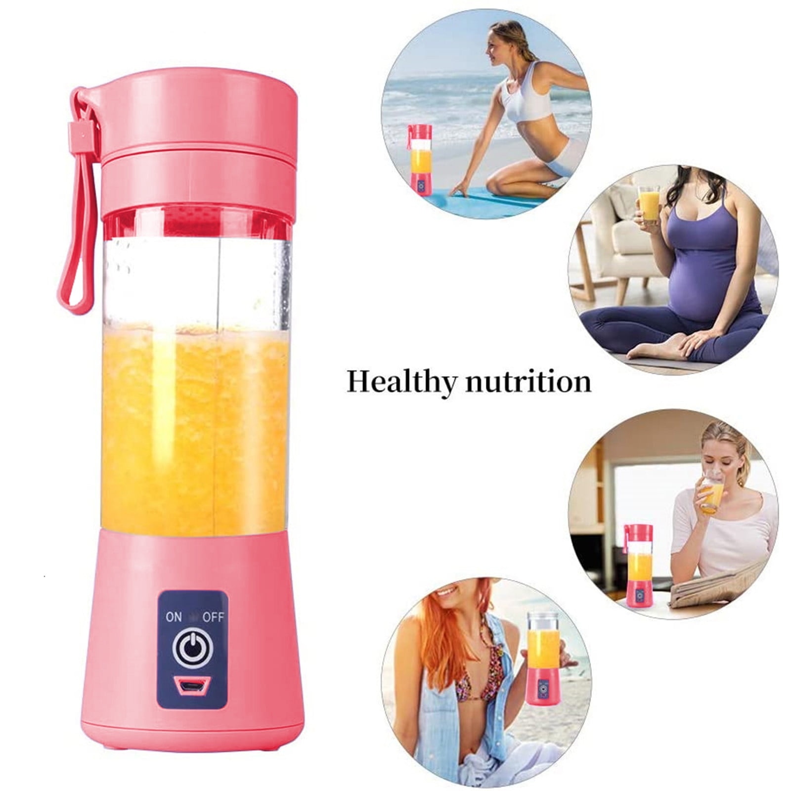 Portable USB Rechargeable Blender - 6-Blade Handheld Juicer for Shakes, Fruit Juice & Smoothies, Compact Personal Blender for Sports, Travel & Outdoors