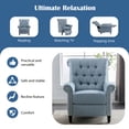 thumbnail image 5 of Pushback Linen Tufted Recliner Single Sofa with Nailheads Roll Arm for Living Room, Bedroom, Office, Blue, 5 of 8