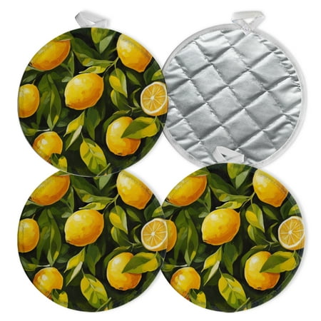 

4 PCS Pot Holders for Kitchen Potholders Sets with Hook for Oven Cooking Baking Lemon Boughs In Oil Painting