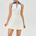 thumbnail image 5 of Xunlbb Beach Tank Top Dress Women's Lapel Tennis Skirt Dry Breathable Waist Contrast Color Sports Casual Fitness Dress on Clearance, S-2XL, 5 of 9