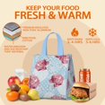 thumbnail image 5 of Pioneer Flower Floral Print Pattern Insulated Lunch Bag for Women & Adults,Large Portable Soft Cooler Lunch Bag,Thermal Food Storage Tote with Pearl Cotton,8.66L,8.75x5.75x9.5 Inch, 5 of 6