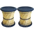 thumbnail image 1 of Natural Geo Moray Accent Stool (Set of 2) - Handwoven Blue, 1 of 5