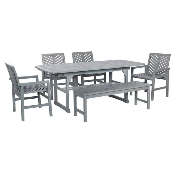 Extendable Outdoor Patio Dining Set, Gray Patio Dining Sets For 6