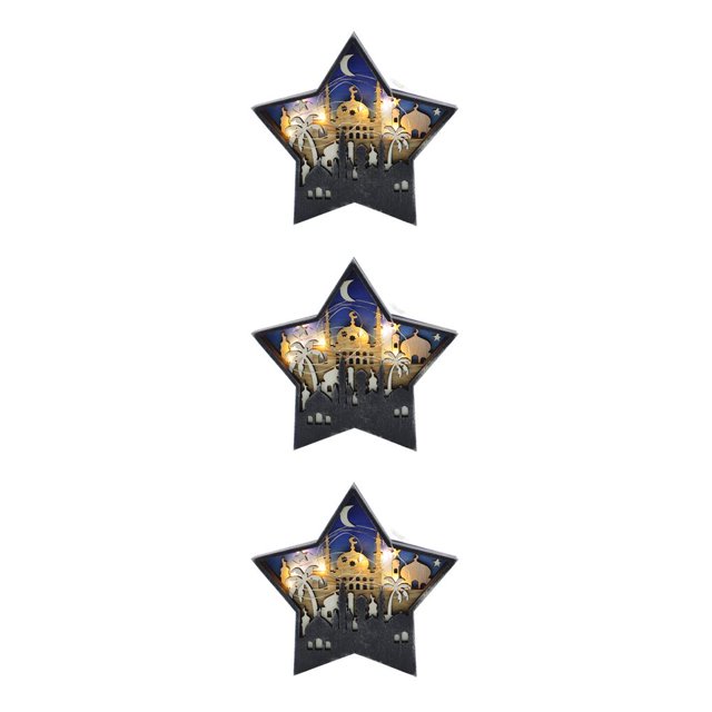Monstrate Decoraciones Artesanía Eid Mubarak Tallado en capas Decoración de Adorno Suministros decorativos JM00562 con luz JM00562avec lumière 3piezas Monstrate CBP226653