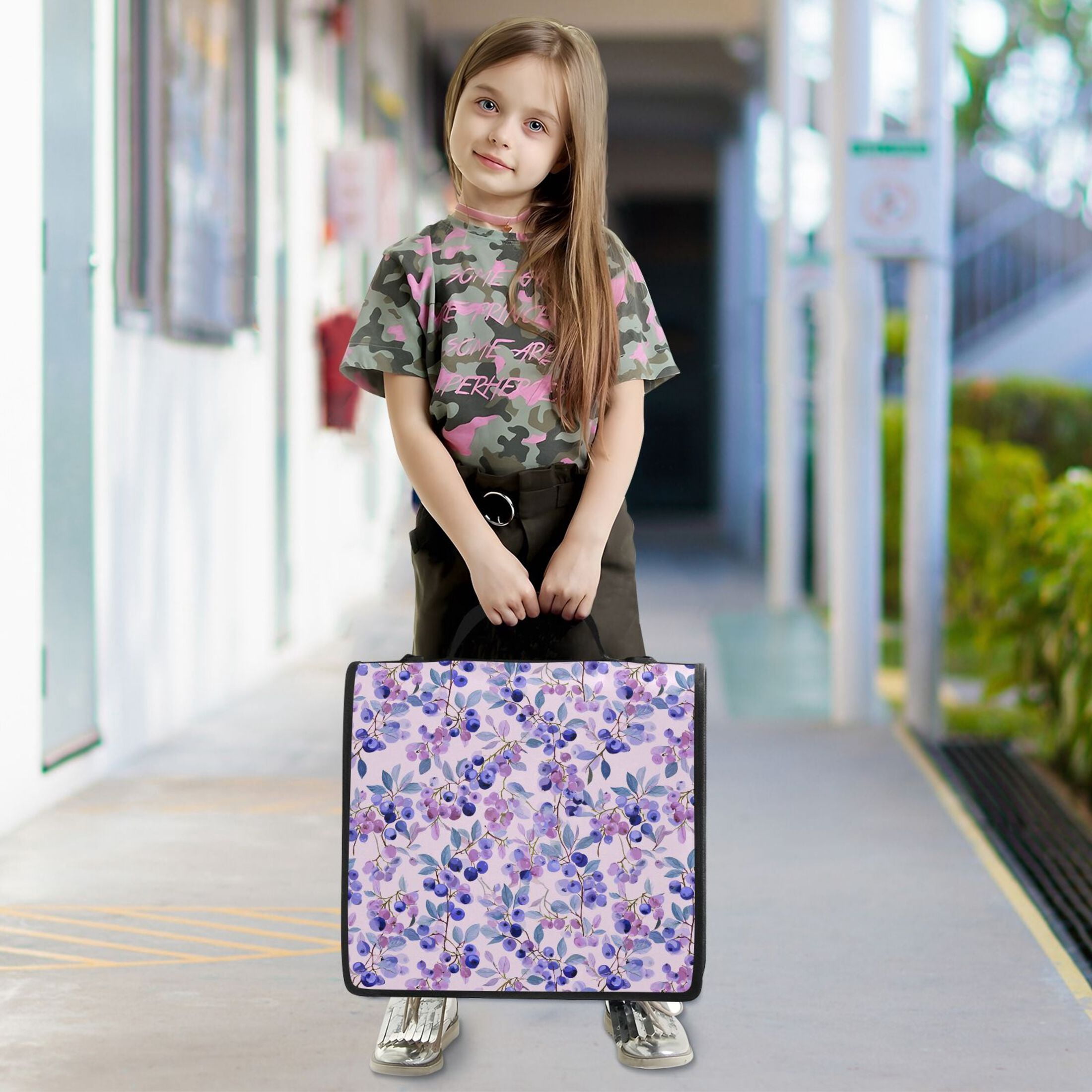 Zipper Binder Purple Blueberry 1.5 Inch Binder Folder Bag with Shoulder Strap and Handle