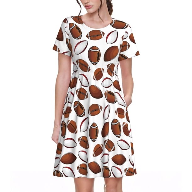 Disketp Football para Vestido de Manga Corta para Mujeres, Vestidos de Verano para Mujeres, Casual y Holgado para la Playa