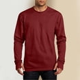 thumbnail image 5 of Fmbrln Mens Crew Neck T Shirts Open Finger Long Sleeve Fall Winter Shirts Solid Color Casual Fashion Pullover Tops Wine L, 5 of 5