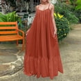 thumbnail image 4 of Vestido largo informal de verano para mujer, liso, con tirantes anchos y espalda descubierta y bolsillos, largo hasta el suelo, 4 of 5