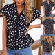 thumbnail image 2 of Blusa superior de camiseta de lunares negros con cuello en V estampado de verano de moda sexy informal para mujer Pompotops  lopia999593, 2 of 9