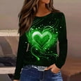 thumbnail image 2 of Inglocry Valentine Shirts for Women 2026 Long Sleeve Crew Neck Holiday Heart Print Tops Tunic Loose Fit Blouses Dark Green M, 2 of 6