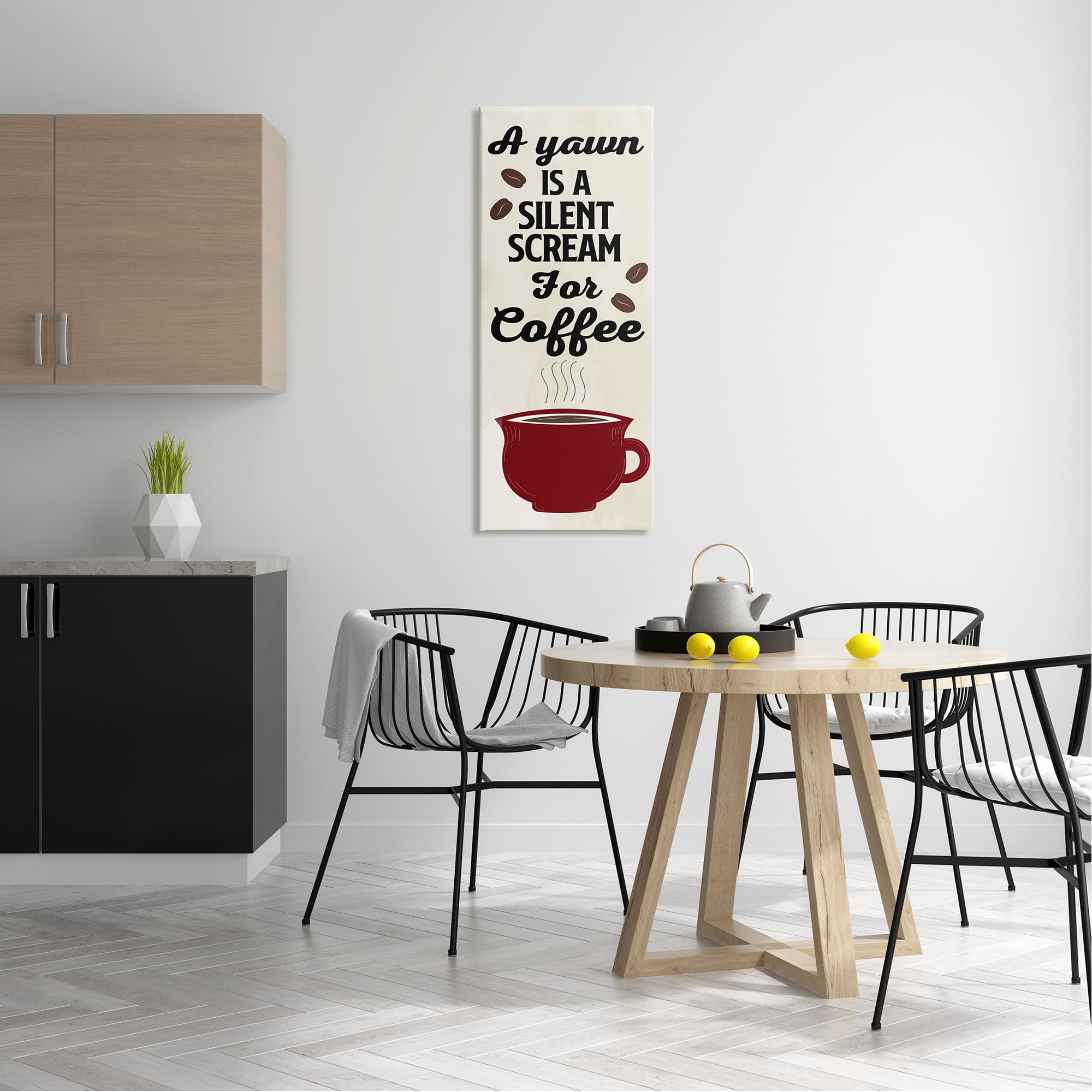 Stupell Industries Yawn For Coffee Phrase Food & Beverage Painting Gallery Wrapped Canvas Print Wall Art, 17 x 40