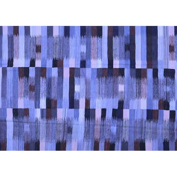 Ahgly Company Indoor Rectangle Abstract Blue Contemporary Area Rugs, 2' x 5'