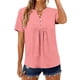 thumbnail image 4 of Tops de Manga Corta para las Mujeres Loose Fit V Cuello Botón Blusa Casual Ligero Verano, 4 of 9