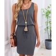thumbnail image 5 of Women'S Waffle Knit Tank Dress Sleeveless Square Neck Casual Summer Outfit Gray M, 5 of 9