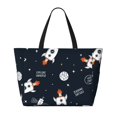 thumbnail image 2 of PAYOHTO Space Rocket Planet Large Beach Tote Bags for Womens Mens Sandproof Swim Pool Bag with Zipper for Travel Vacation, 2 of 7