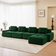 thumbnail image 2 of Modern L-Shaped Modular Sectional Sofa with Ottoman, Corduroy Fabric 4-Seater Couch for Living Room, Deep Seat Tufted Design, No Assembly Required, Anti-Slip Base, Green, 2 of 9