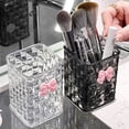 thumbnail image 5 of Cute Acrylic Pen Holder with Bowknot, Clear Woven Texture Makeup Brush Organizer, Desk Pencil Organizer for Office, Home, School, Cosmetic Storage, 5 of 7