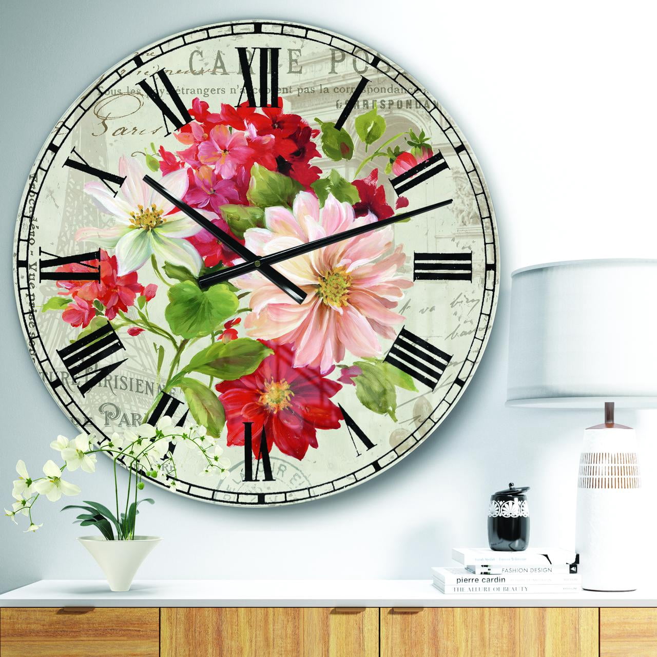 Designart Oversized Multicolor Analog Round Farmhouse Modern Wall Clocks, CLM31120-C23