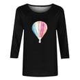 thumbnail image 4 of PuLe Long Sleeve Shirts for Women 3/4 Sleeve Shirts for Women 2024 Womens Floral Print V Neck 3/4 Sleeve Shirts Business Casual Tunic Tops Loose Work Blouses, 4 of 4