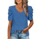 thumbnail image 1 of Ichuanyi liquidación mujer camiseta casual sólido en v-cuello lindo manga de manga de manga corta blusa blusa ICHUANYI WER2023081605214, 1 of 8