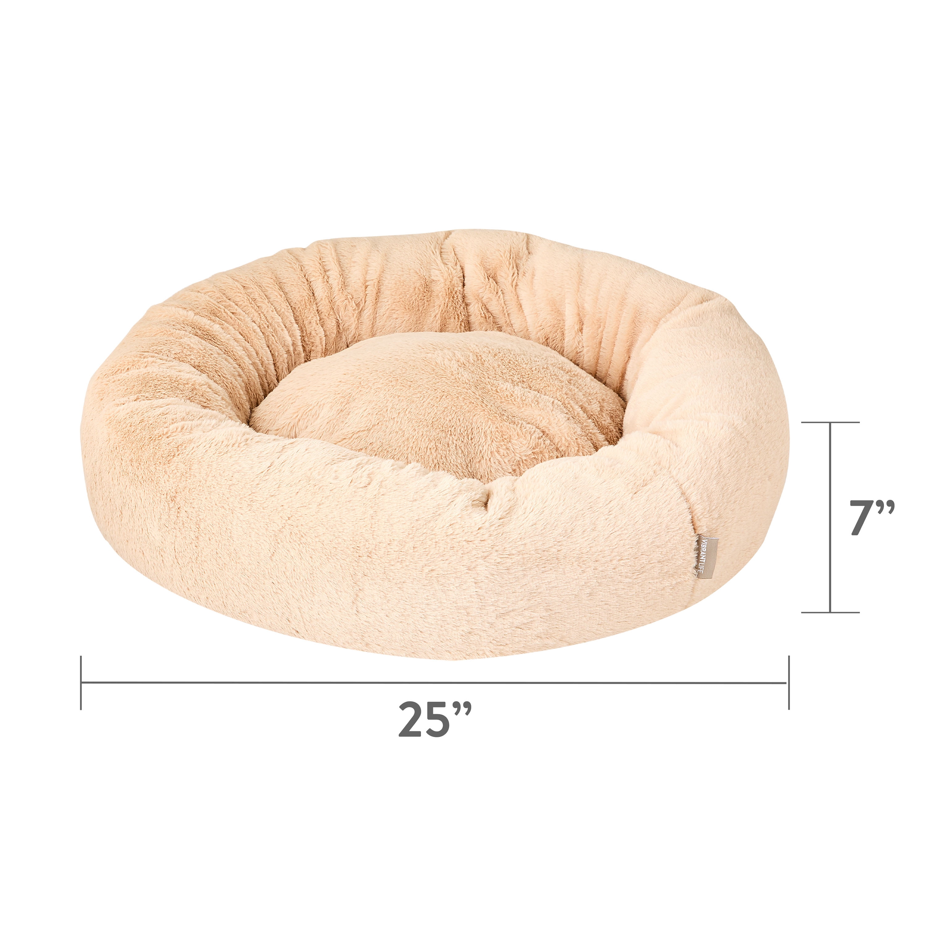 Vibrant Life Medium Round Orthopedic Pet Bed, Tan, 25"