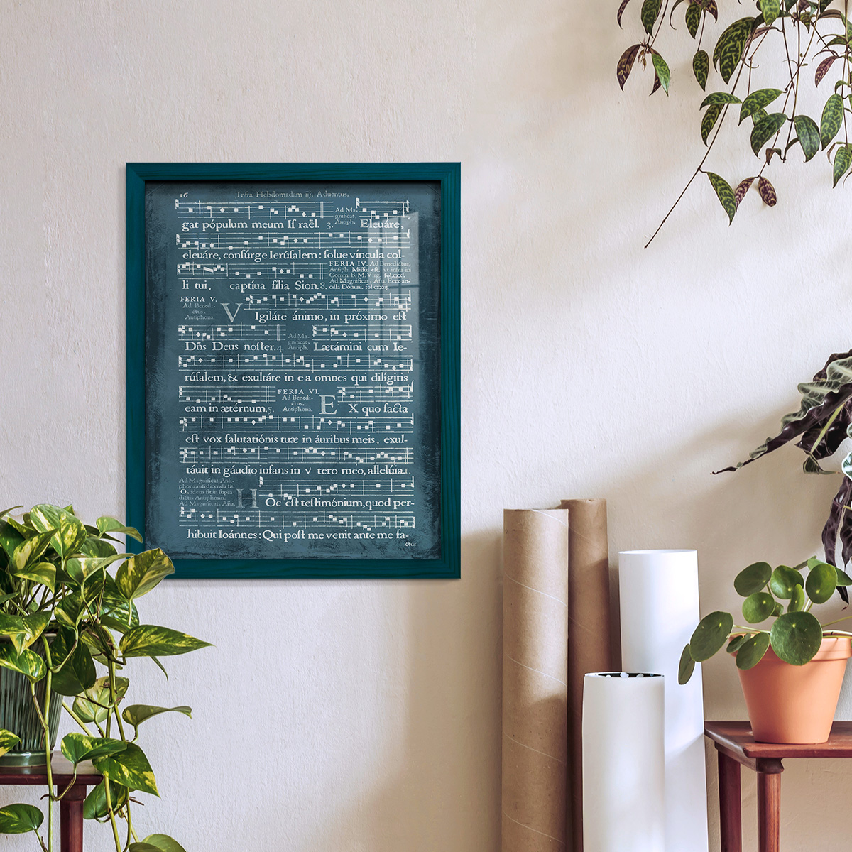 Graphic Songbook I -Framed Print w/glass-Ocean Blue