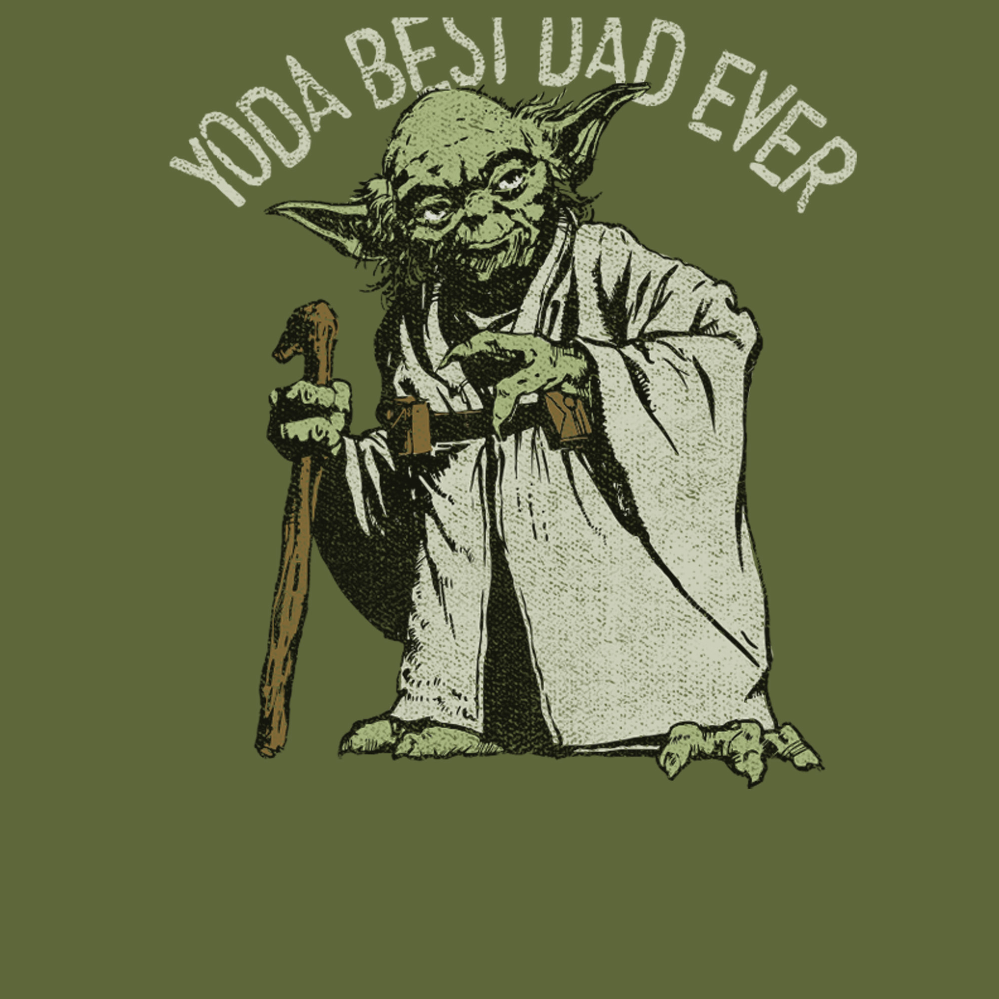 Men's Star Wars Yoda Best Dad Ever  Graphic Tee Military Green Large - image 2 of 4