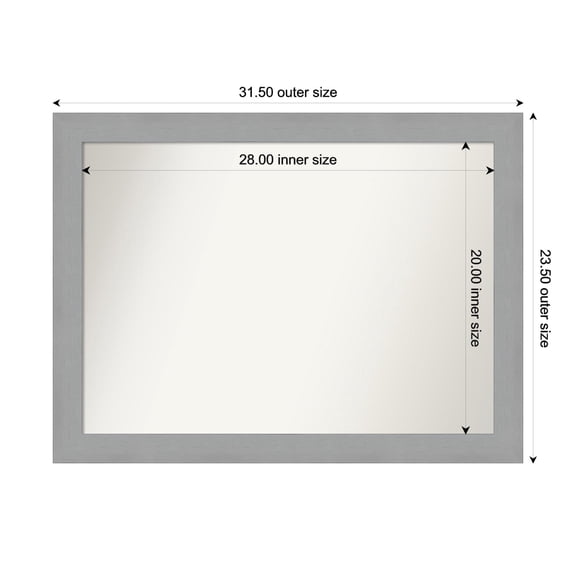 Amanti Art Custom Wall and Bathroom Mirror (23.5 x 31.5 in.), Brushed Nickel Frame